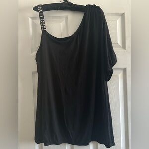 Avenue Luxe Collection Black One-Shoulder Top with Studded Strap size 22/24